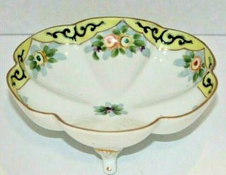 Vintage Antique Nippon Hand - Painted Footed Porcelain 6 " Dish Bowl Gold