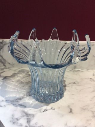 Vintage Sowerby Glass Pale Blue Claw Vase