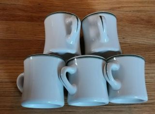 VICTOR Coffee Mugs Set of 5 Restaurant Ware Green Stripe Rim,  White Body 4