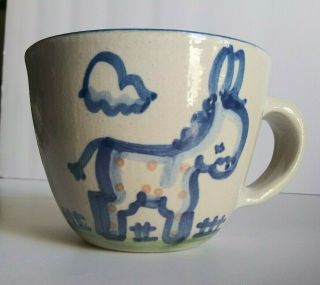 M.  A.  Hadley Pottery,  Donkey Pattern " The End " Rare Round Handled Cup.