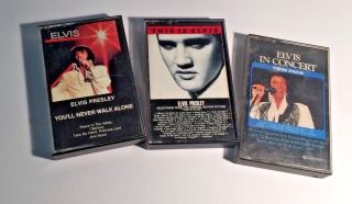 Set Of 3 Elvis Presley Cassette Tapes " This Is Elvis ",  " Elvis In Concert ",  More