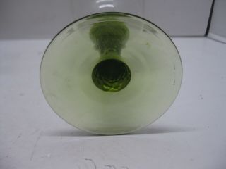 Vintage Avocado Green Glass Wine Glasses Goblets Textured Stem Set of 2 6