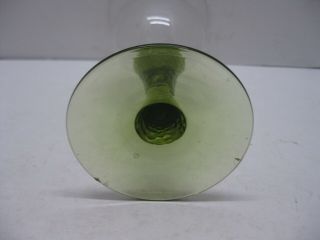 Vintage Avocado Green Glass Wine Glasses Goblets Textured Stem Set of 2 7