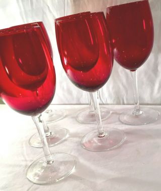6 Ruby Red Glass Wine Glasses Christmas Stemware Glasses Red Bola Wine Bar ware 3