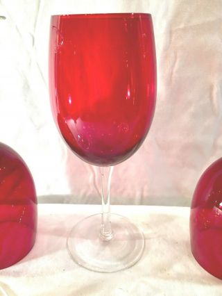 6 Ruby Red Glass Wine Glasses Christmas Stemware Glasses Red Bola Wine Bar ware 6