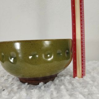 BEN OWEN master potter Frog Skin Glaze Arts & Crafts Footed Studio Pottery Bowl 4