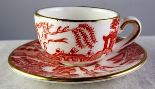 Coalport China Red Willow Miniature Cup & Saucer Set 2
