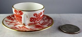 Coalport China Red Willow Miniature Cup & Saucer Set 3