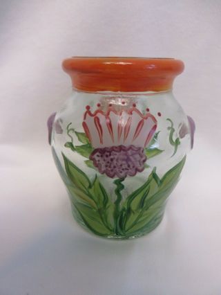 Fioriware Toothbrush Holder Or Small Vase Hand Painted Floral Design Cond