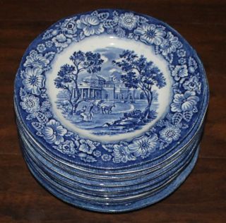 12 Staffordshire England Liberty Blue 5 7/8 " Bread & Butter Plates Monticello