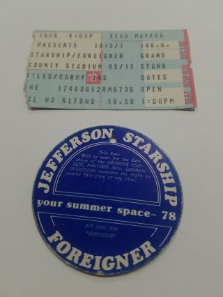 Jefferson Starship Concert Ticket Stub 1978 Tour Foreigner W Pass
