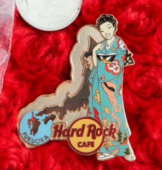 Hard Rock Cafe Pin Fukuoka Fashion Statement Kimono Geisha Girl Japan Map