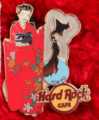 Hard Rock Cafe Pin Tokyo Fashion Statement Geisha Girl Japan Map Logo Kimono Le