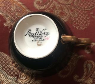Royal Winton Black,  Gold and Floral Teacup Saucer Set “English Rose” 4