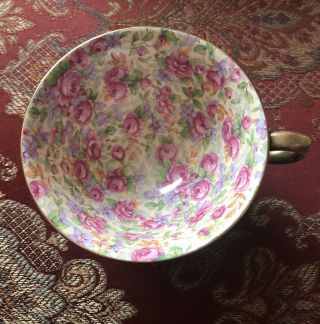 Royal Winton Black,  Gold and Floral Teacup Saucer Set “English Rose” 5