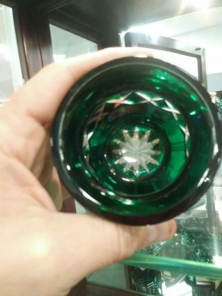 Emerald Green Cut To Clear Lead Crystal Votive Candle Holder 4 
