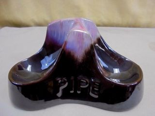 Rare Vintage Rossini Japan Red Clay Drip Pottery 3 Tobacco Pipe Holder Stand
