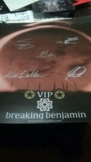 Authentic Signed X5 Breaking Benjamin 2016 Tour Vip Autographed 11x17 Print