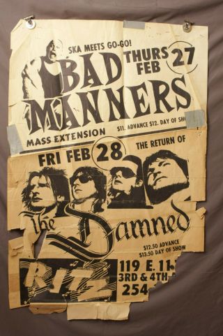 The Damned / Bad Manner Ritz York Poster Punk Flyer Ska 80 