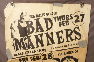 The Damned / Bad Manner Ritz York Poster Punk Flyer Ska 80 ' s Vintage DOA NYC 2