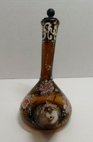 Vintage Art Glass Porron Wine Decanter with Rubber Stopper 7