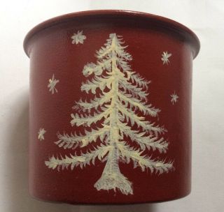 Beaumont Brothers Pottery 1993 Bbp Red Christmas Winter Crock Painted Tree