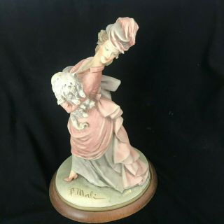 Vintage Capodimonte Lady With Her Dog Figurine By Bruno Merli Italy 1981
