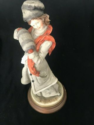 Vintage Capodimonte Victorian Lady With Muff Figurine By Bruno Merli Italy 12 "