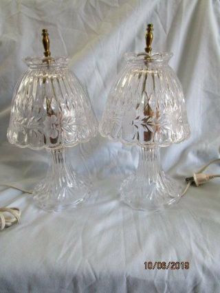 Pair Vintage Princess House Heritage Boudior Lamps Crystal