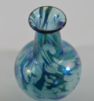 Canadian Vintage Signed Robert Held Studio Skookum Blue Green Glass Vase