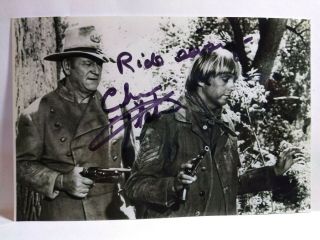 Christopher Mitchum Hand Signed Autograph 4x6 Photo With John Wayne - Rio Lobo