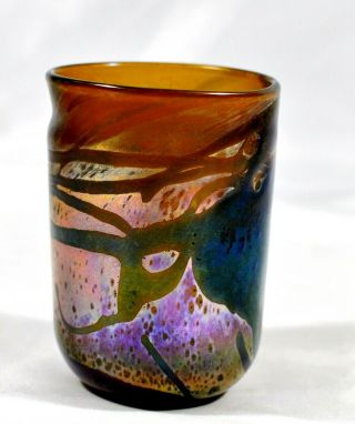 Vintage Art Glass Fluted Vase Signed & Numbered