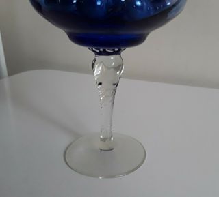 Vintage Italian/Empoli cobalt BLUE Glass Lidded Apothecary/Bon Bon Dish or Jar 2