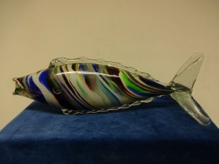 Vintage Collectable Murano Multi Coloured 13 " Art Glass Fish.