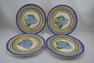 Studio Nova Set Of 4 Merlot Dinner Plates Grapes Stoneware