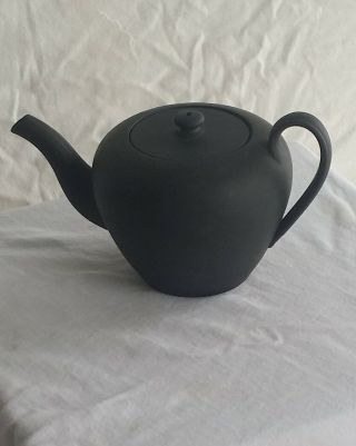Vintage Wedgwood Black Basalt Jasperware Teapot For Two,