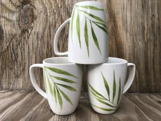 Corelle Bamboo Leaf Coordinates Dishes Squared Big Porcelain Cups Set Of 3