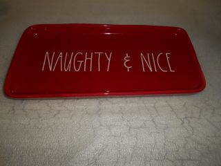 Red Christmas Rae Dunn Tidbet Plate Naughty & Tray Platter