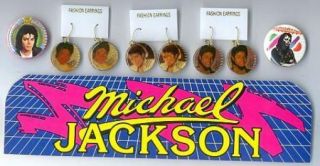 Michael Jackson 8,  Items 1980s Earrings - Pins - Cards - More