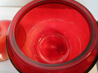 Vintage Anchor Hocking Red Glass Apple Cookie Jar Canister & Lid 6