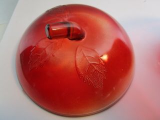 Vintage Anchor Hocking Red Glass Apple Cookie Jar Canister & Lid 7