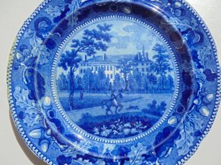 Stevenson & Williams Historical Staffordshire Dk Blue Harvard College Plate 8.  75 2