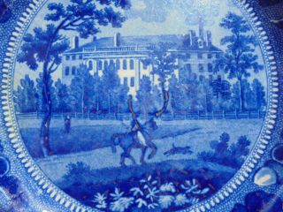 Stevenson & Williams Historical Staffordshire Dk Blue Harvard College Plate 8.  75 3