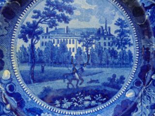 Stevenson & Williams Historical Staffordshire Dk Blue Harvard College Plate 8.  75 5