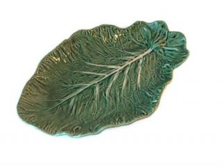 Bordallo Pinheiro Green Cabbage Leaf Pottery Serving Tray Platter