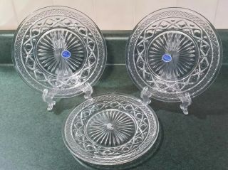 Vintage Imperial Clear Glass Cape Cod Set Of Three 8 1/8 " Lunch Salad Plates