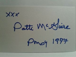 Patti Mcguire Hand Signed Autograph Index Card - Playboy Playmate Of Year 1977