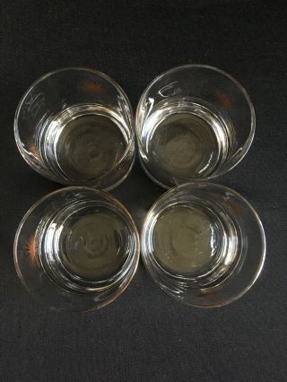 Set Of 4 Mid Century Modern Atomic Gold Starburst Tumbler Glasses 3.  5” Tall 4