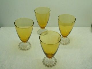 Vintage Anchor Hocking Set Of 4 Amber Boopie 5 1/2 " Water Goblets Yellow Gold