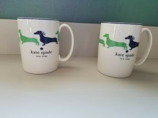 2 Kate Spade York By Lenox Wickford Dachshund 10 Oz Mug Coffee Cups